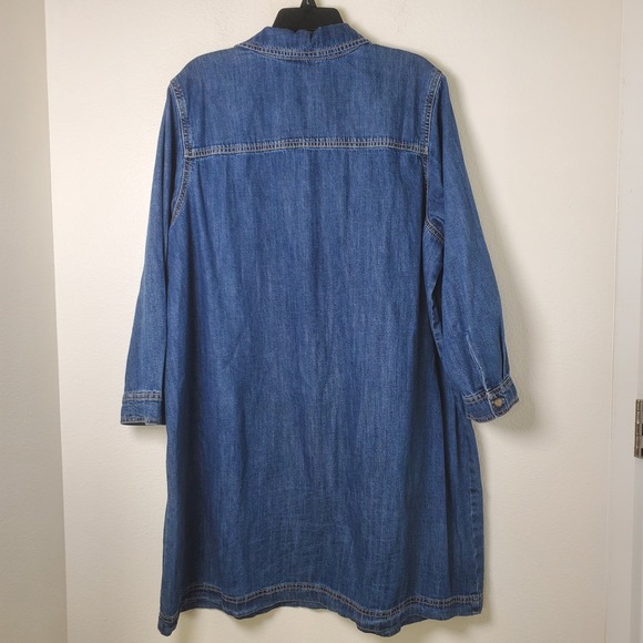 Old Navy Denim Popover Shirt Dress Womens Blue Jean Jumper Shift Size XXL - Picture 3 of 13